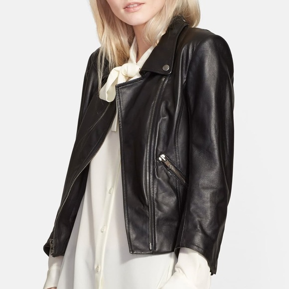 Theory Jackets & Blazers - Theory • Jotor Leather Moto Jacket Black